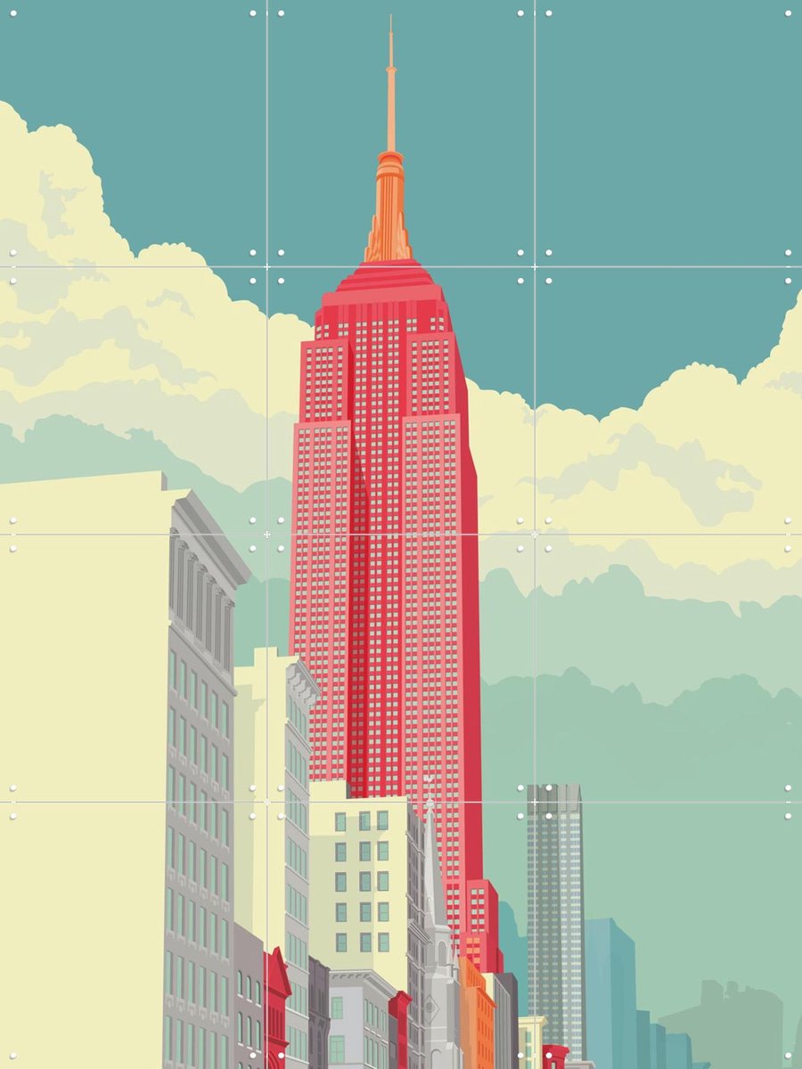 IXXI NYC - 5th Avenue, Remko Heemskerk & Kunst in Kaart - 60 x 80 cm - Gratis ophangtool - Grote wanddecoratie en posters - Kleurrijk, Grafisch