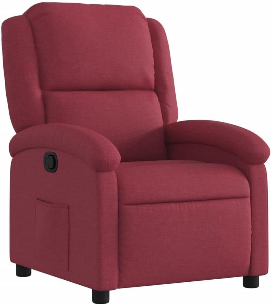 Verstelbare Fauteuil Stof Wijnrood Comfortabel Lounge Stoel