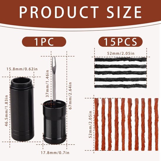 Tubeless Banden Reparatieset voor Fietsen - Inclusief 15 Reparatieslierten — afbeelding 2