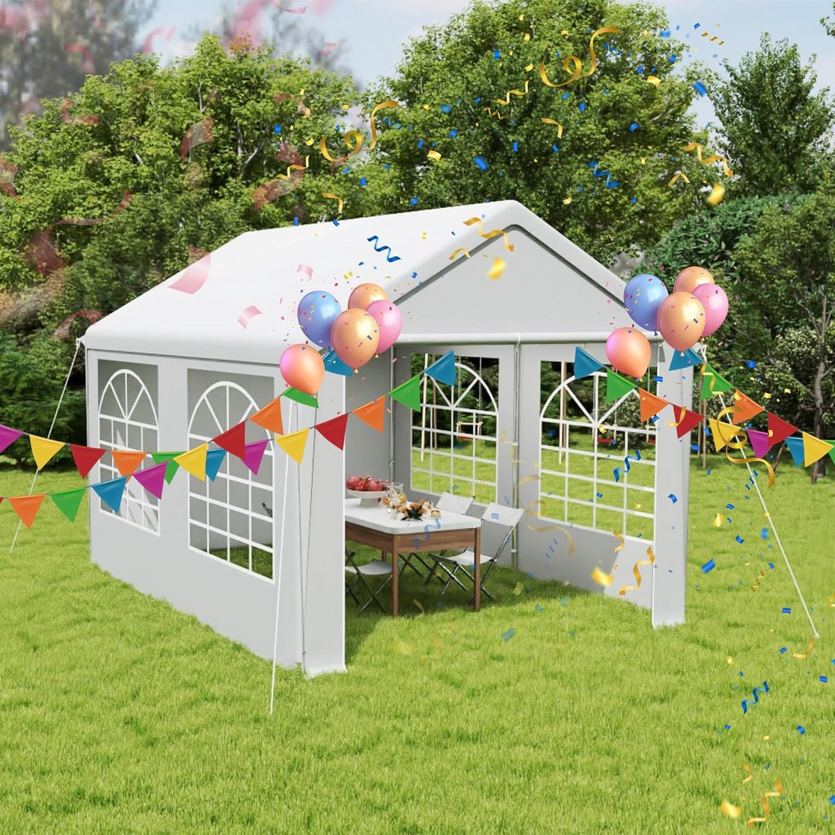 Tuinfeest Tent 3 x 4 m met Zijwanden en Ramen, Waterdicht Paviljoen
