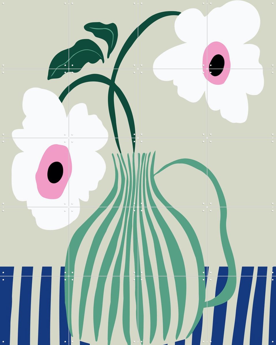 IXXI Floral Pottery Delight, Miho Art Studio & Various - 80 x 100 cm - Gratis ophangtool - Grote wanddecoratie en posters - Speels, Decoratieve