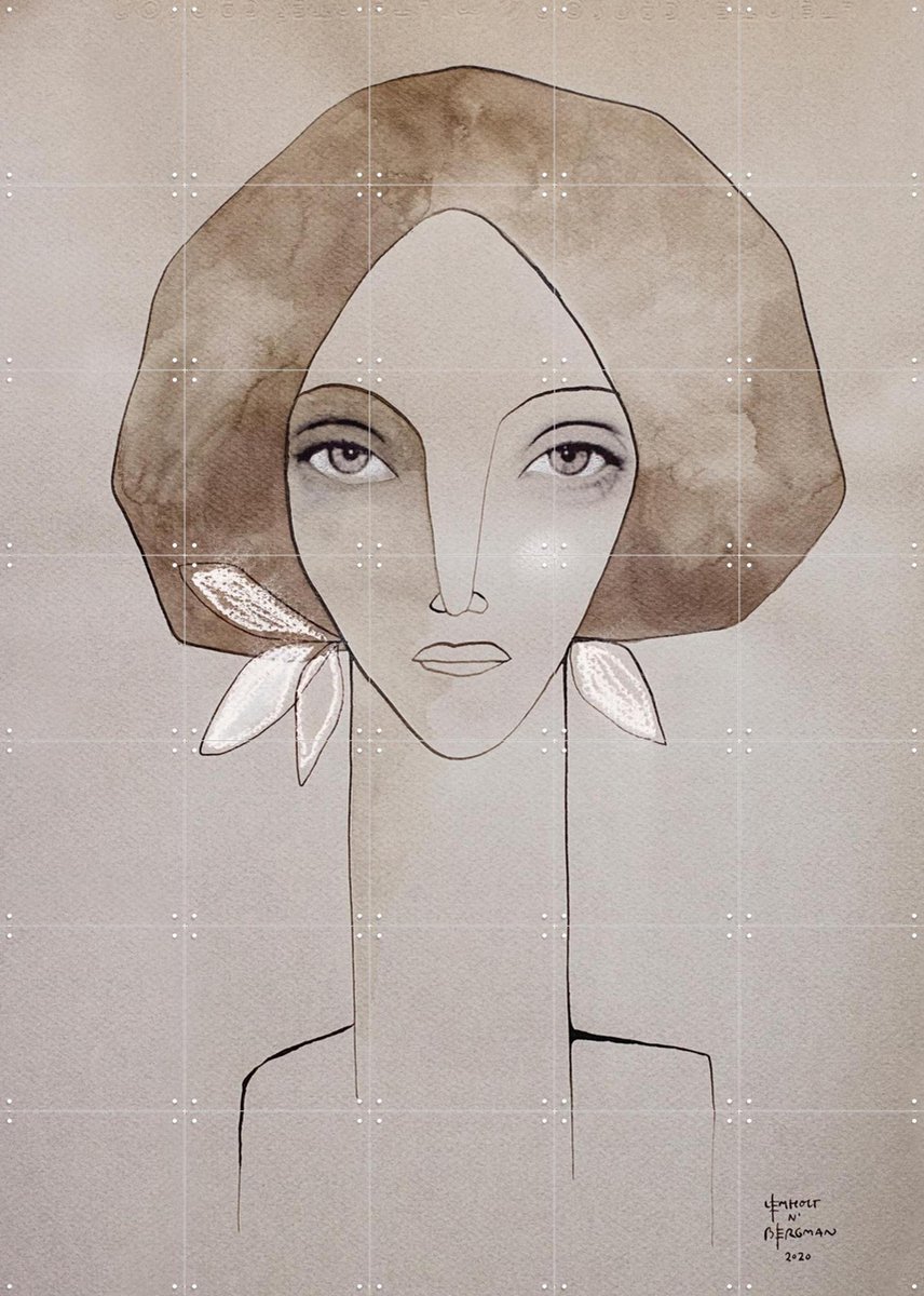 IXXI Olive, Lemholt N' Bergman - 100 x 140 cm - Gratis ophangtool - Grote wanddecoratie en posters - Abstract, Line art, Illustraties, Minimalisme
