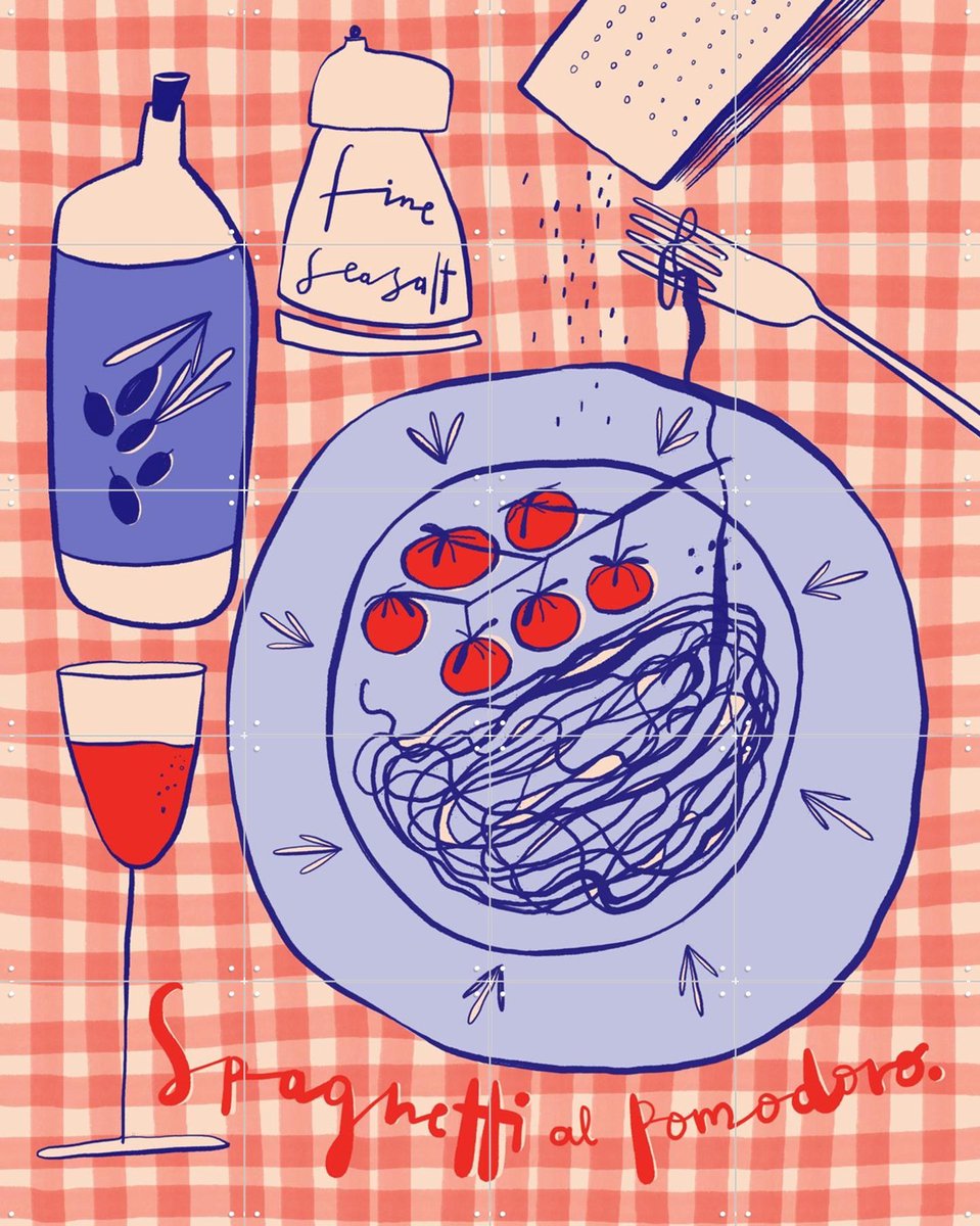 IXXI Pomodoro, Gozde - 80 x 100 cm - Gratis ophangtool - Grote wanddecoratie en posters - Speels, Kleurrijk, Illustraties, Grafisch Ontwerp, Keuken