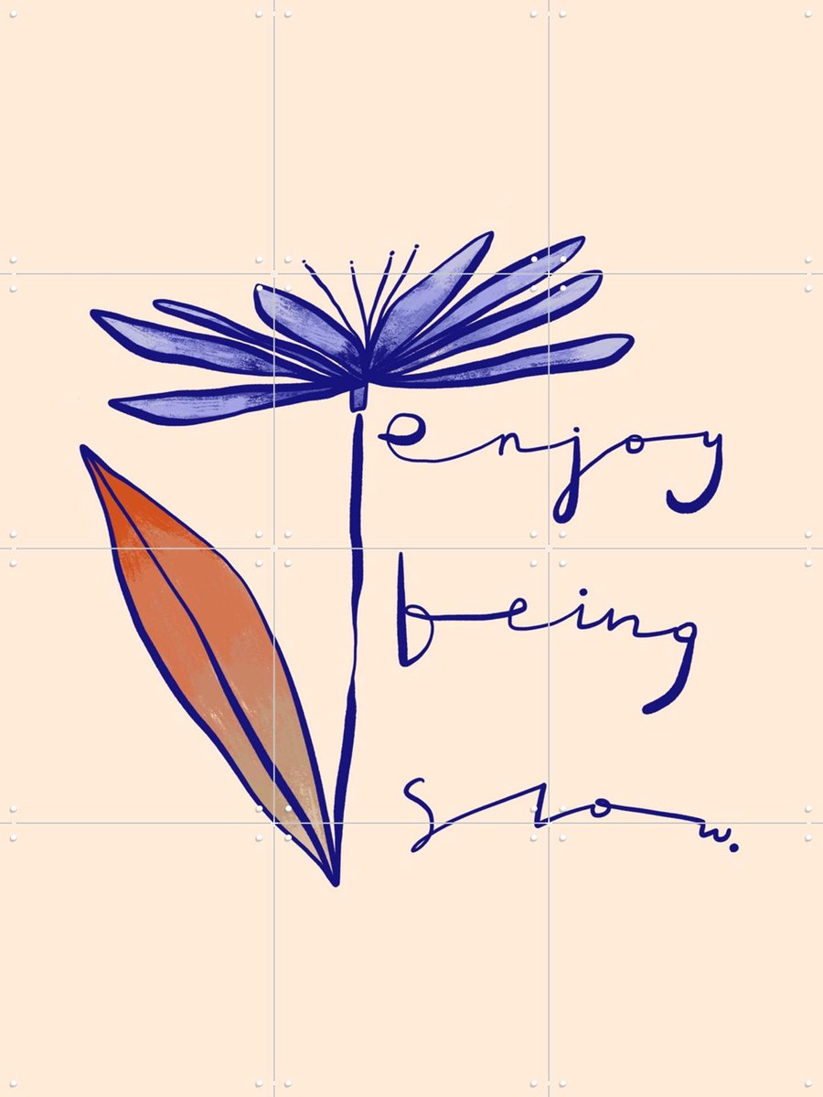 IXXI Enjoy Being Slow, Gozde - 60 x 80 cm - Gratis ophangtool - Grote wanddecoratie en posters - Speels, Typografie, Illustraties, Grafisch Ontwerp