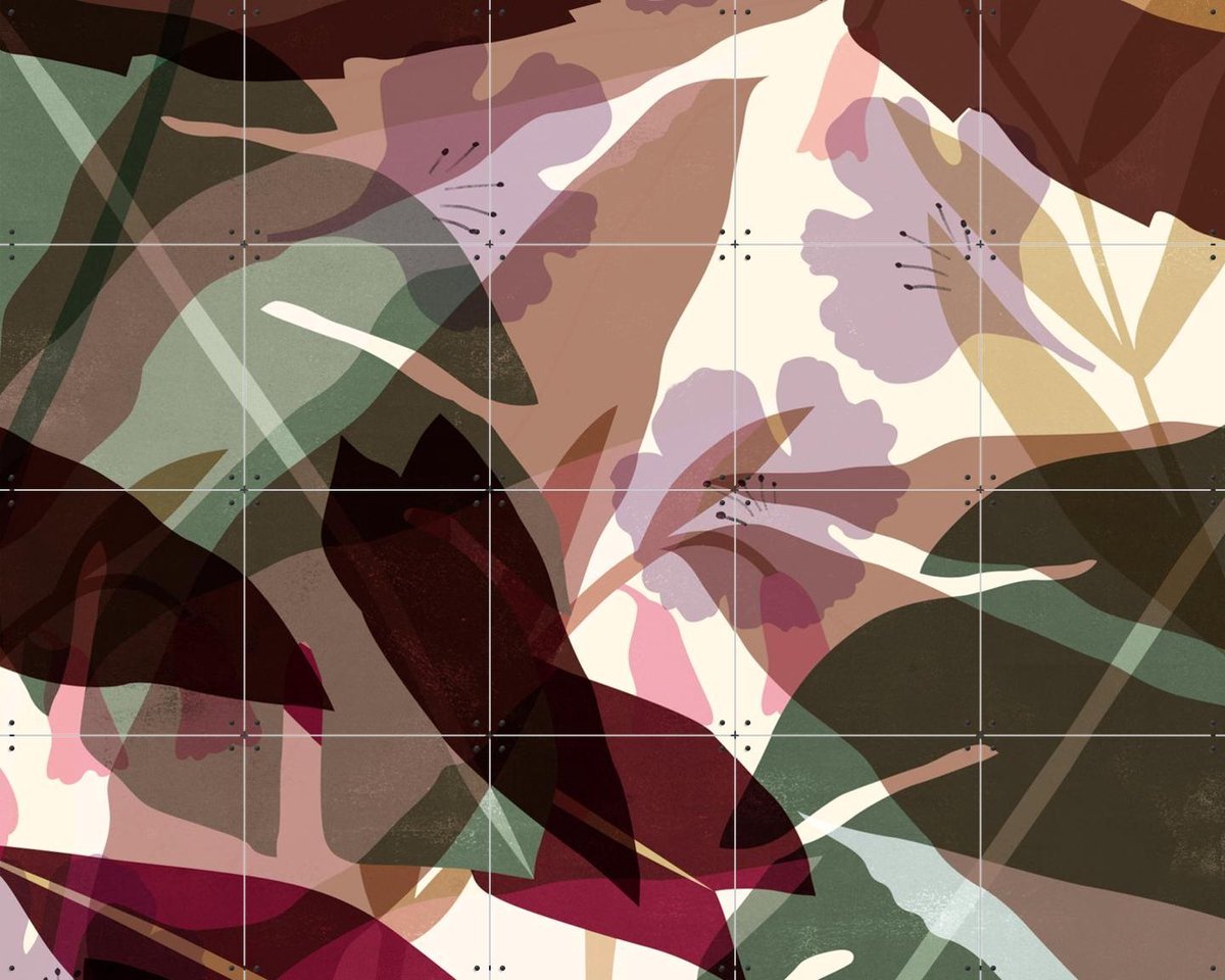 IXXI Leaves Autumn, Lotte Dirks - 100 x 80 cm - Gratis ophangtool - Grote wanddecoratie en posters - Digitale Kunst, Abstract, Illustraties, Grafisch