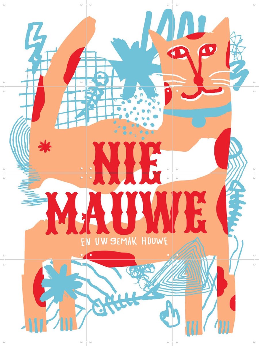 IXXI Nie Mauwe, Studio Turbo - 60 x 80 cm - Gratis ophangtool - Grote wanddecoratie en posters - Fantasierijk, Grafisch Ontwerp, Cartoonesk, Speels