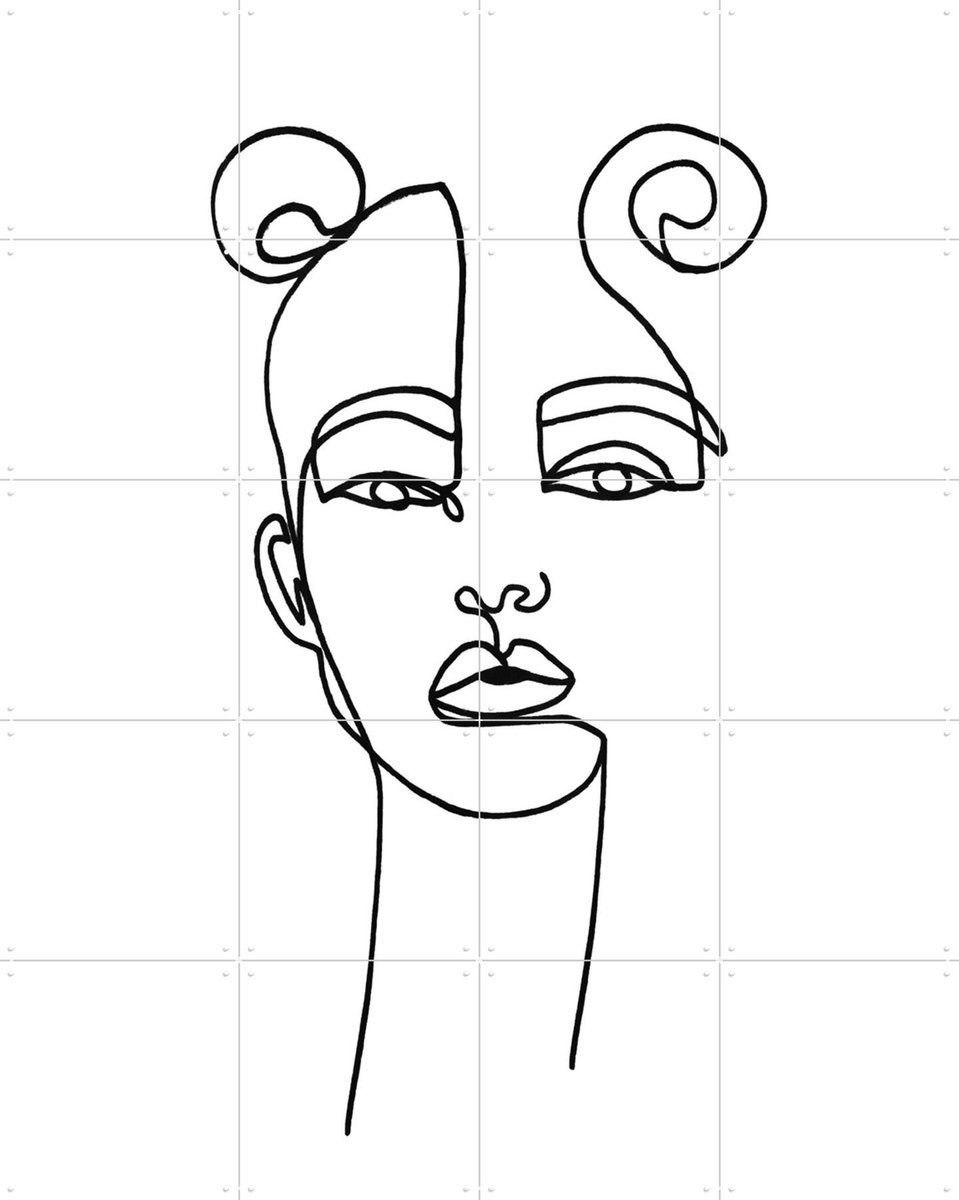IXXI Poppy, Julia Hariri - 80 x 100 cm - Gratis ophangtool - Grote wanddecoratie en posters - Illustraties, Line art, Portretten