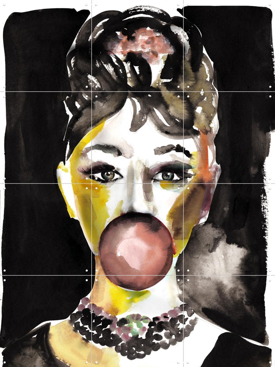 IXXI Audrey Iconic Pop, Victoria Verbaan - 60 x 80 cm - Gratis ophangtool - Grote wanddecoratie en posters - Illustraties, Pop art, Portretten, Film