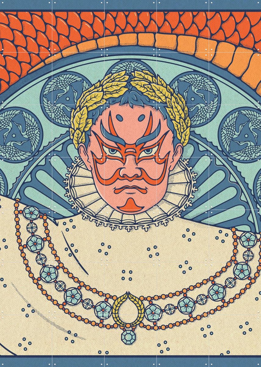 IXXI Napoleon and the Mask, Ryan Ragnini - 100 x 140 cm - Gratis ophangtool - Grote wanddecoratie en posters - Illustraties, Kleurrijk, Grafisch