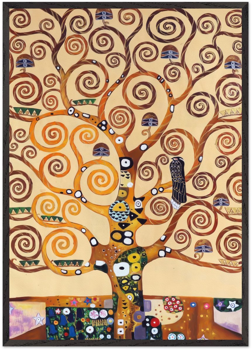 Gustav Klimt - Tree of life Poster met Lijst 70x100 cm - inclusief lijst