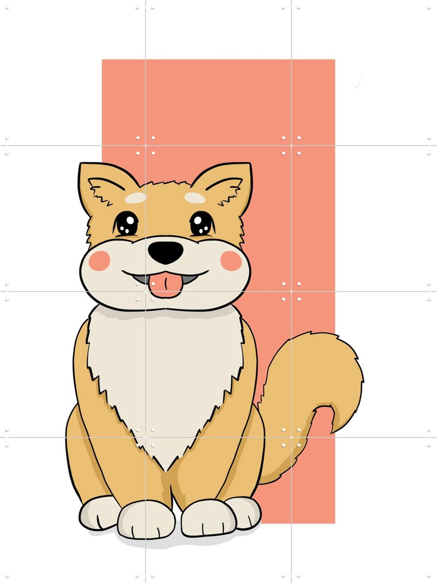 IXXI Shiba Inu, BAINAI - 60 x 80 cm - Gratis ophangtool - Grote wanddecoratie en posters - Cartoonesk, Illustraties, Speels, Kinderkamer, Babykamer