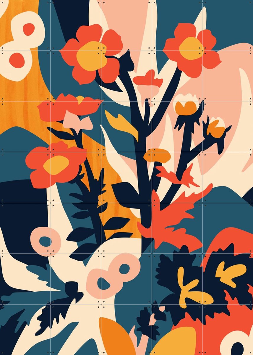 IXXI Sirens and Bird Baths, Megan Gallagher - 100 x 140 cm - Gratis ophangtool - Grote wanddecoratie en posters - Kleurrijk, Illustraties, Speels