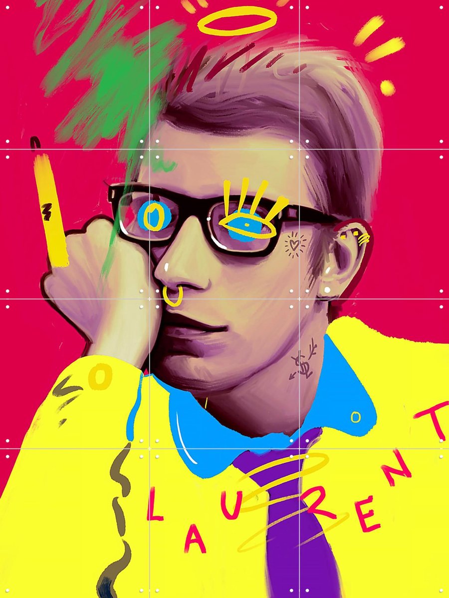 IXXI YSL Laurent, Pop-art by Tadej - 60 x 80 cm - Gratis ophangtool - Grote wanddecoratie en posters - Illustraties, Kleurrijk, Speels, Fantasierijk