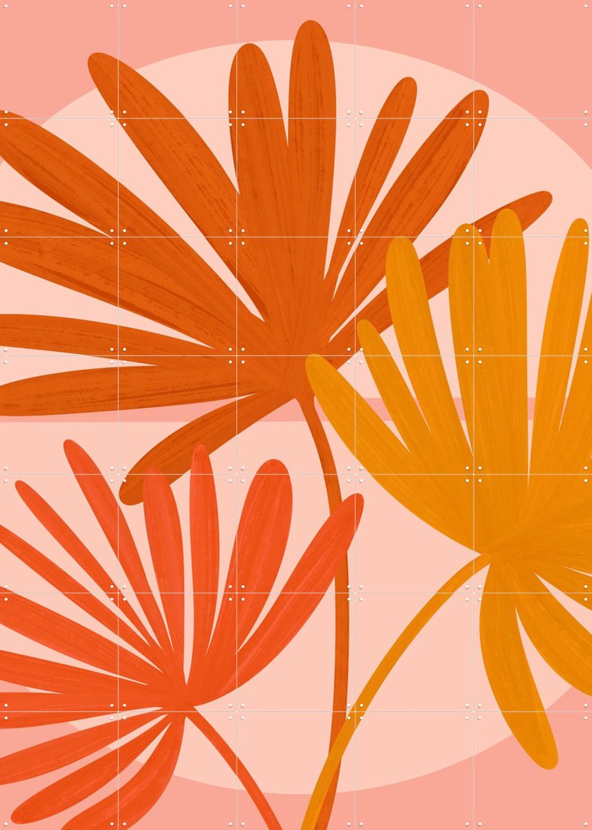 IXXI Autumn Palms, Kristian Gallagher & Various - 100 x 140 cm - Gratis ophangtool - Grote wanddecoratie en posters - Digitale Kunst, Speels