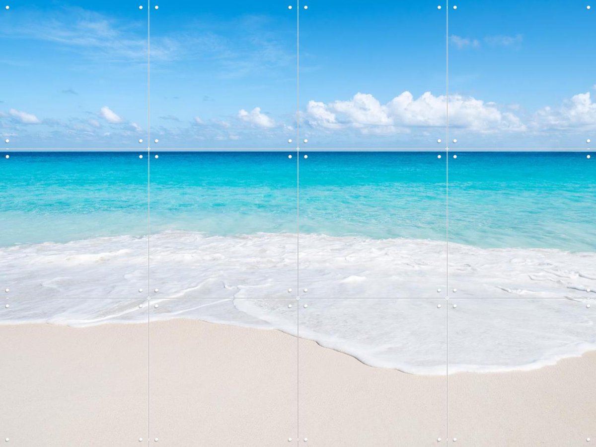 IXXI Tropical beach with turquoise sea, Jan Becke - 80 x 60 cm - Gratis ophangtool - Grote wanddecoratie en posters - Fotografie, Woonkamer