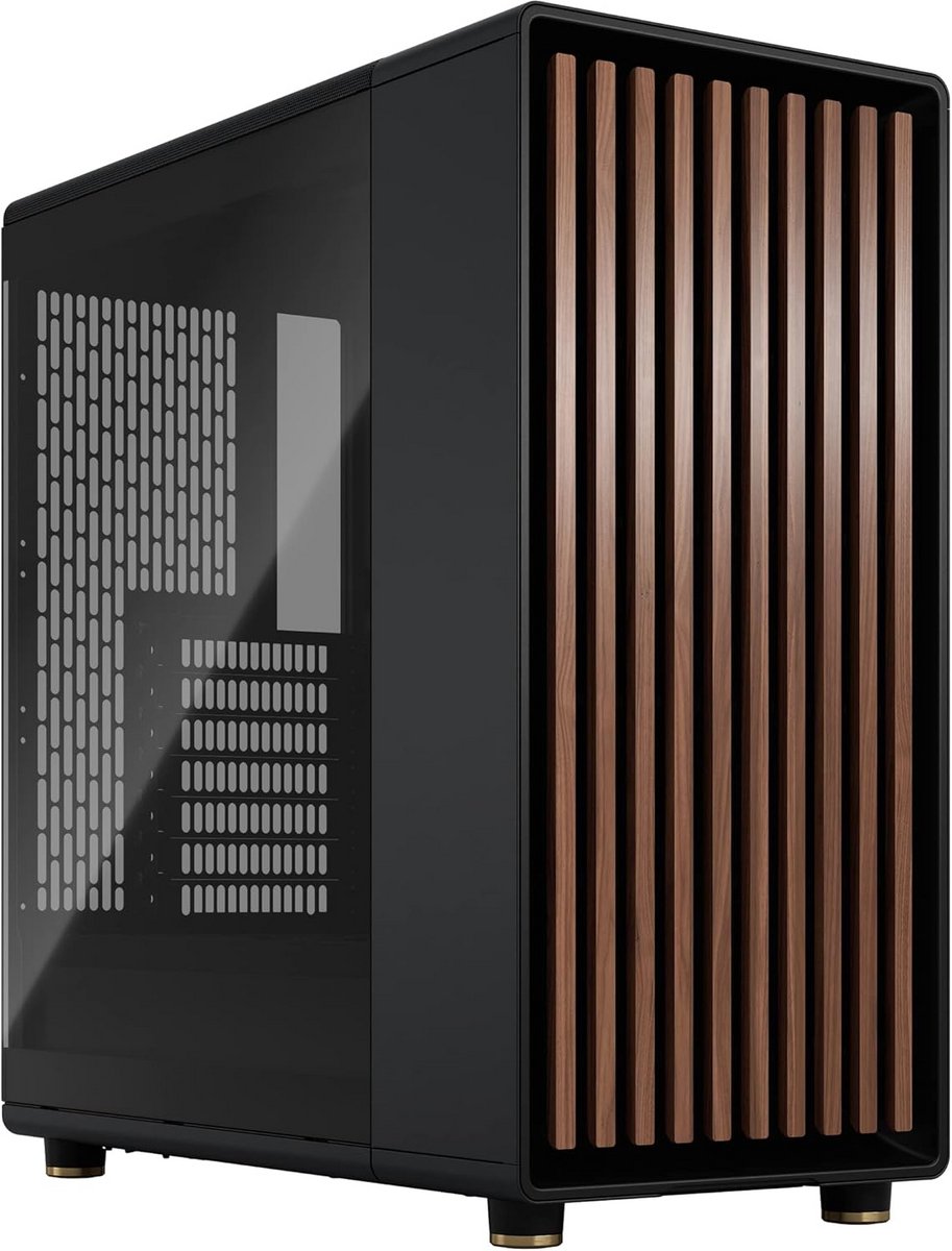 Stijlvolle ATX PC Behuizing met Houten Accent en Uitstekende Ventilatie