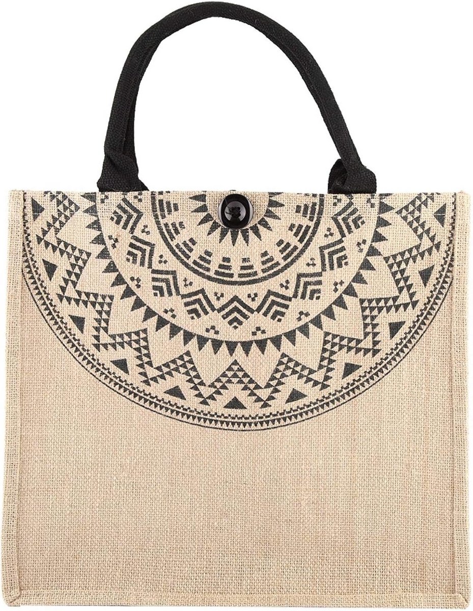Grote Jute Tassen Draagtas voor Dames met Digitale Print