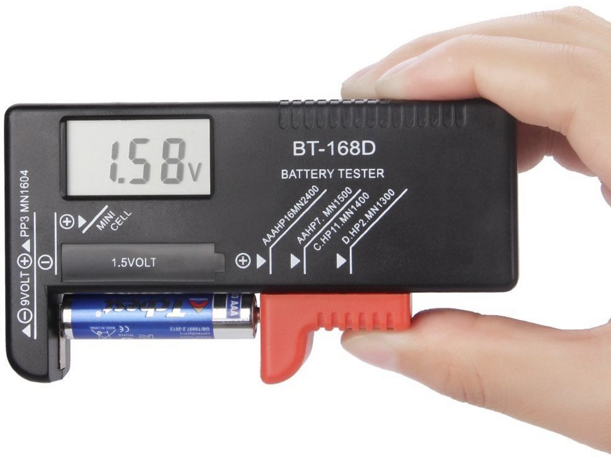 Digitale Batterij Tester voor 1.5V tot 9V Penlite, Knoopcellen en Oplaadbare Batterijen