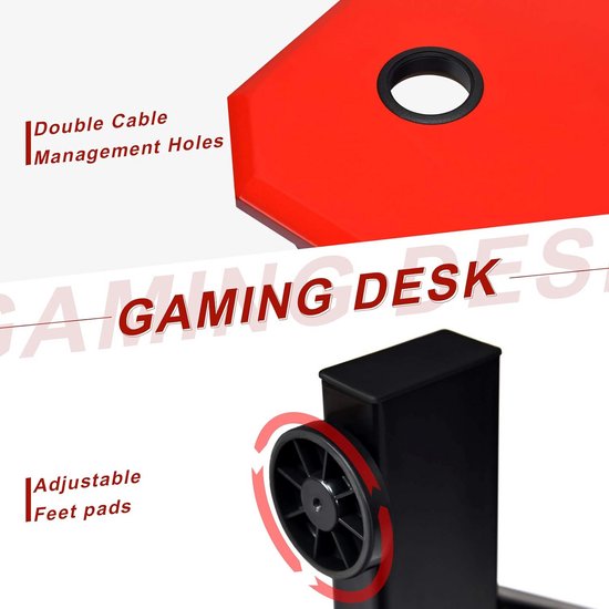 Z-vormige Gamingtafel Bureau Computerbureau met Bekerhouder en Hoofdtelefoonhaak Thuiskantoor 120x60 cm — afbeelding 5