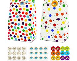 Set van 20 Gekleurde Papieren Zakken voor Cadeaus en Verpakking