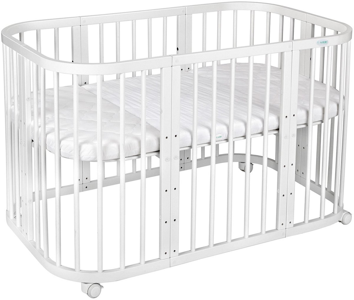 Multifunctioneel 7 in 1 Babybed / peuterbed incl. matras - Wit