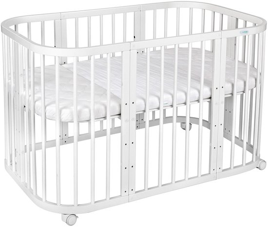 Multifunctioneel 7 in 1 Babybed / peuterbed incl. matras - Wit