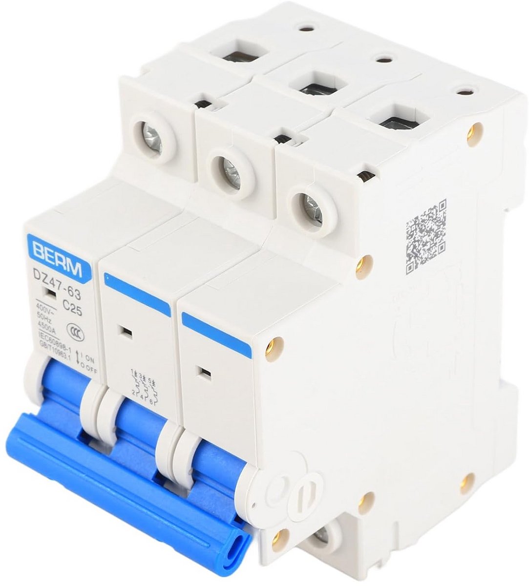 Miniatuur Stroomonderbreker 3-polig 25A 400V met Lekstroombeveiliging