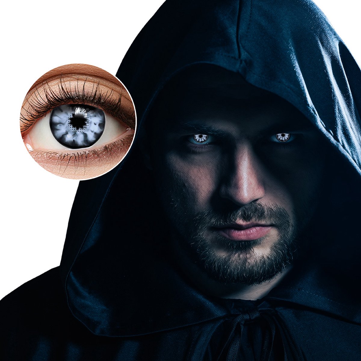 Boland - Paar 3-maandslenzen Soul shadow Wit - Volwassenen - Halloween en Horror, Sciencefiction, Fantasy - Tovenaar - Magier - Cosplay - LARP - Make-up