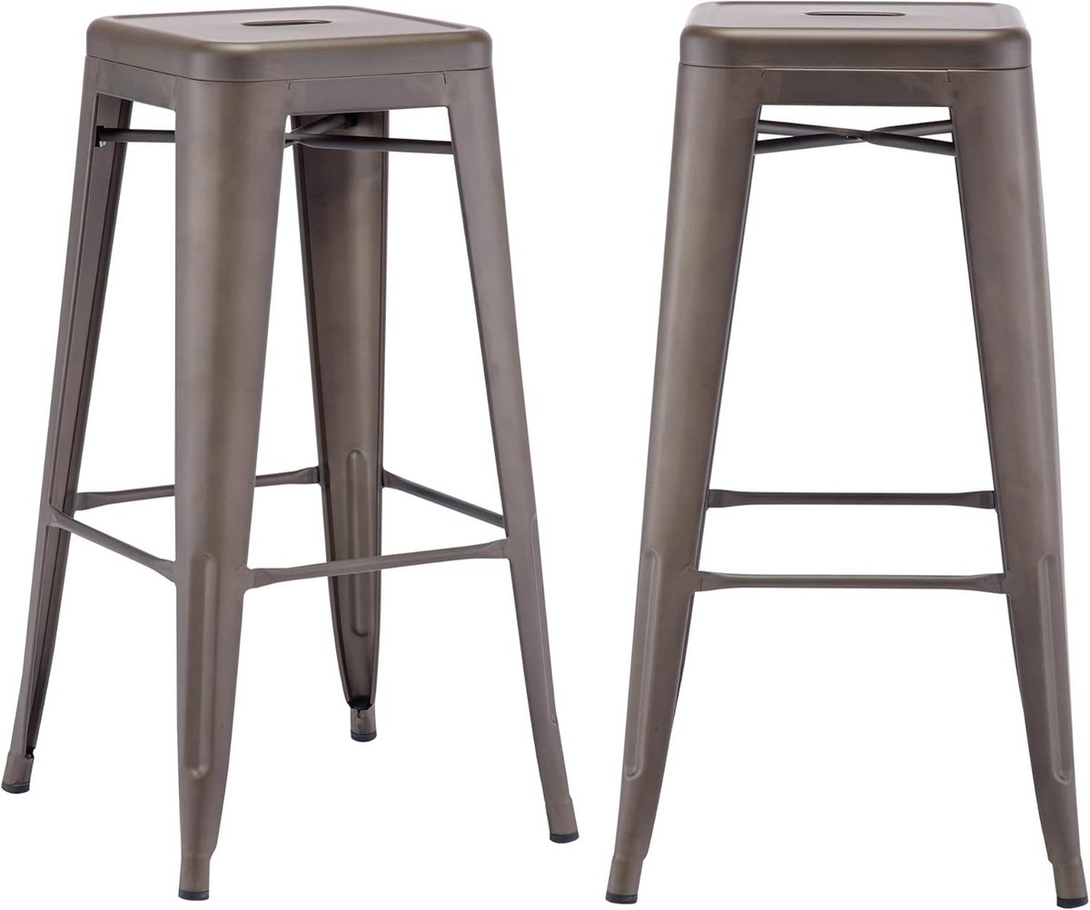 Set van 2 IJzeren Barkrukken - Stapelbaar - Industriële Zithoogte 76 cm