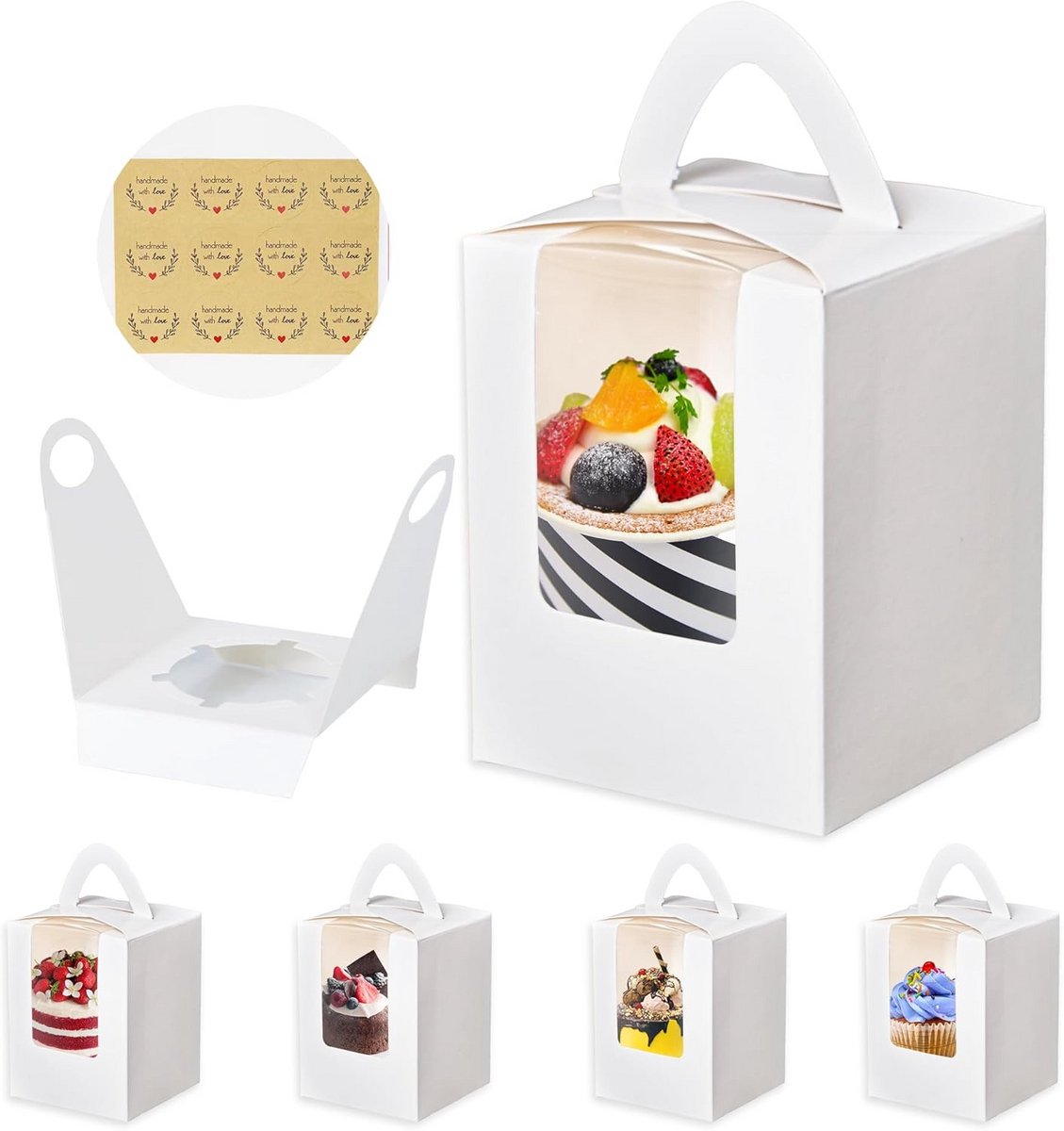 60 Stuks Cupcake Doosjes Inclusief Inzetstukken - Handige Bakvorm Verpakking