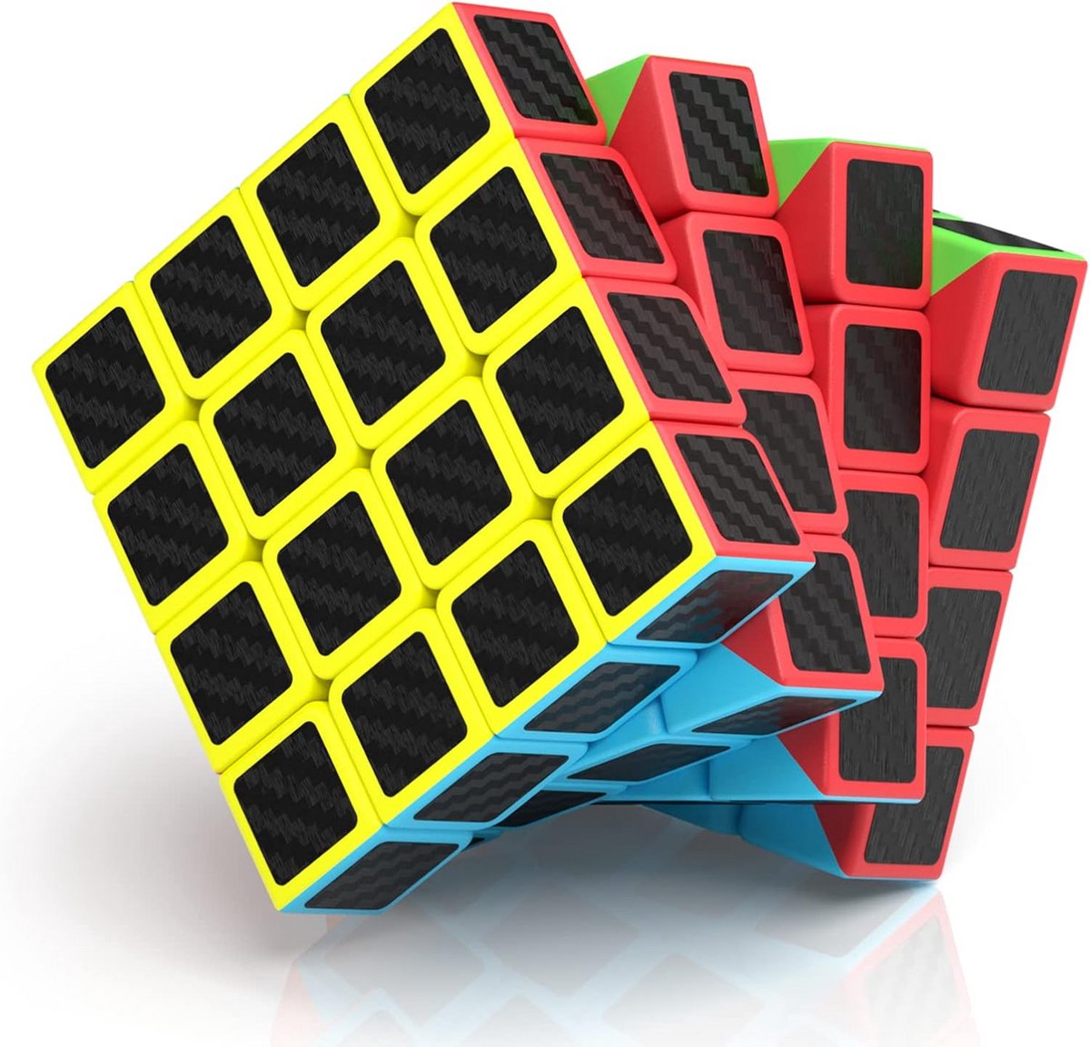 4x4 Magische Kubus Speed Cube Duurzame Koolstofvezel Stickers met Levendige Kleuren