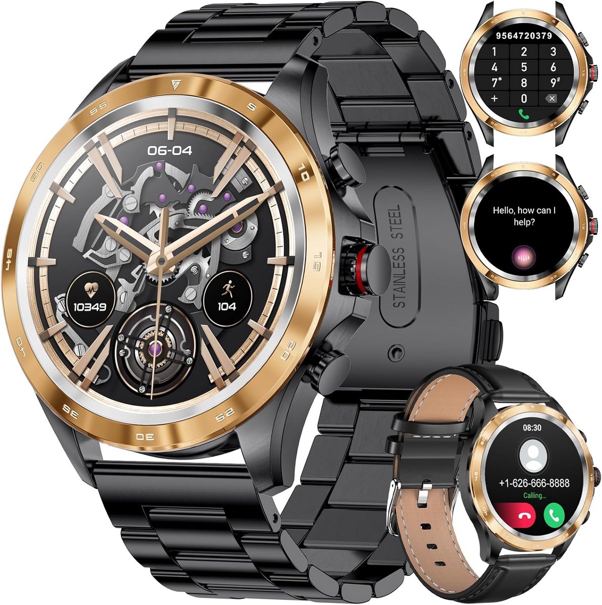 Heren Smartwatch met Oproepfunctie Fitness Tracker en 5 ATM Waterdicht voor Android en iOS