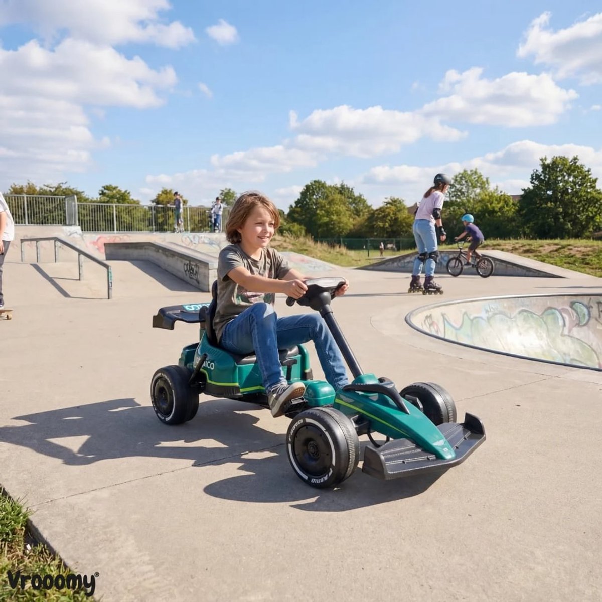 Aston Martin Formule 1 Skelter 3 tot 6 jaar – Officieel Gelicentieerde Kinder Gocart – Race Replica AMR26 met Slijtagevrije EVA-Wielen, Handrem & Veiligheidsgordel – Groen — afbeelding 5
