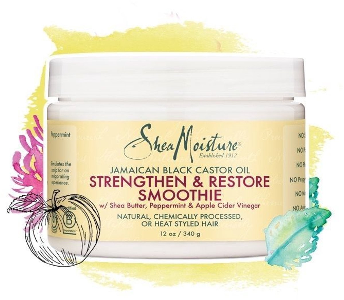 Bol.com Shea Moisture Jamaican Black Castor Oil - Haarmasker - Strenghten & Restore Smoothie - 340gr aanbieding