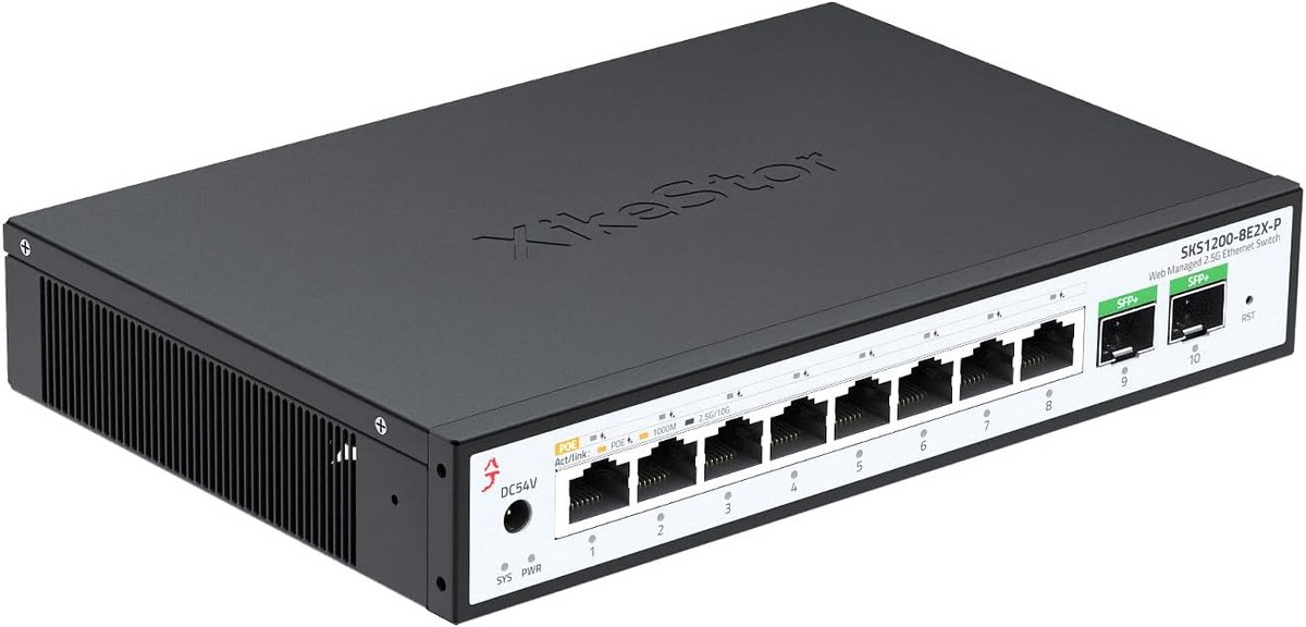 8-Poorts 2.5G PoE+ Switch Unmanaged met 100W Budget en 2 SFP+ Uplinks