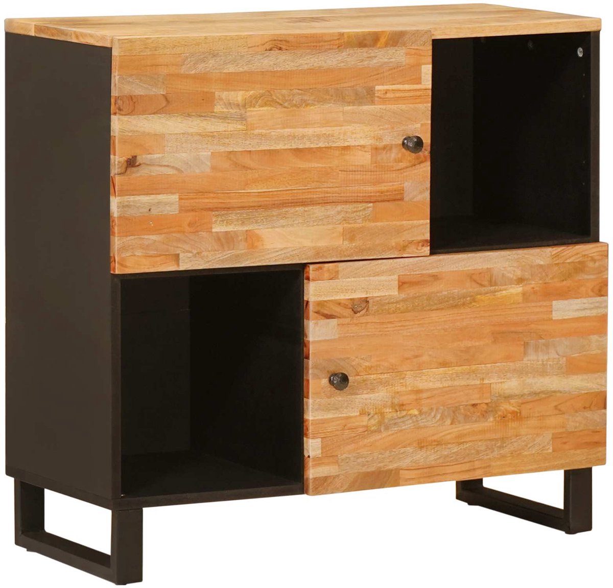 vidaXL - Bijzetkast - met - opslag - Bruin - 80 - x - 33 - x - 75 - cm - Massief - Mango - Hout