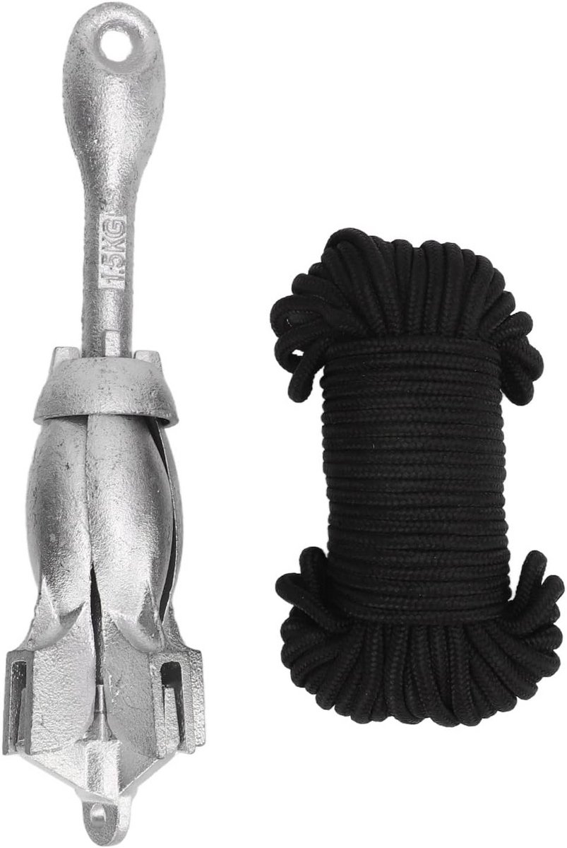 Opvouwbaar Bootanker 1,5 KG met 20M Touw voor Alle Boten