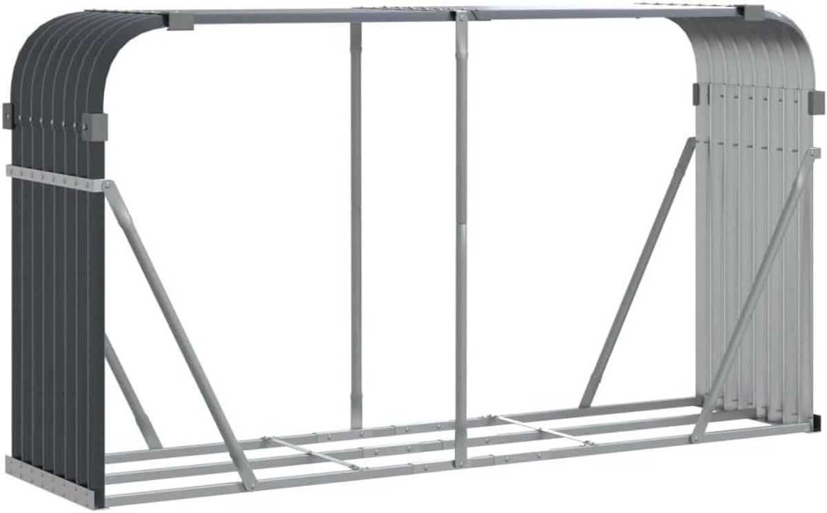 Opslagrek voor Open Haardhout Verwarming Antraciet Gegalvaniseerd Staal 180x45x100 cm