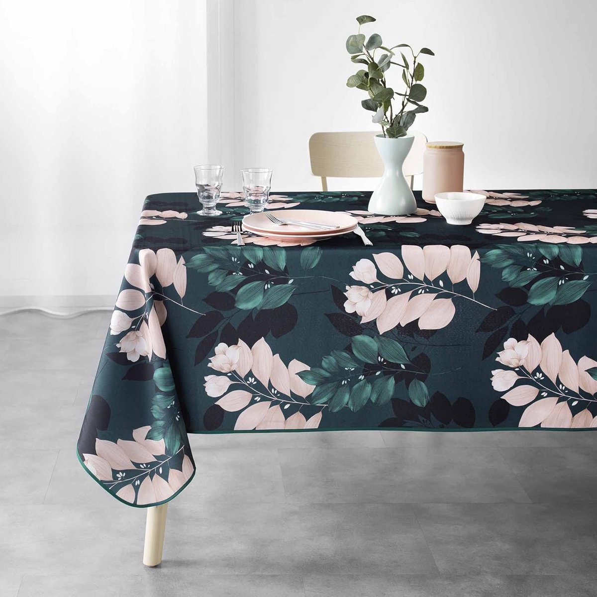 Rechthoekig Tafelkleed 150 x 240 cm Smaragd Groen Polyester - Bedrukt