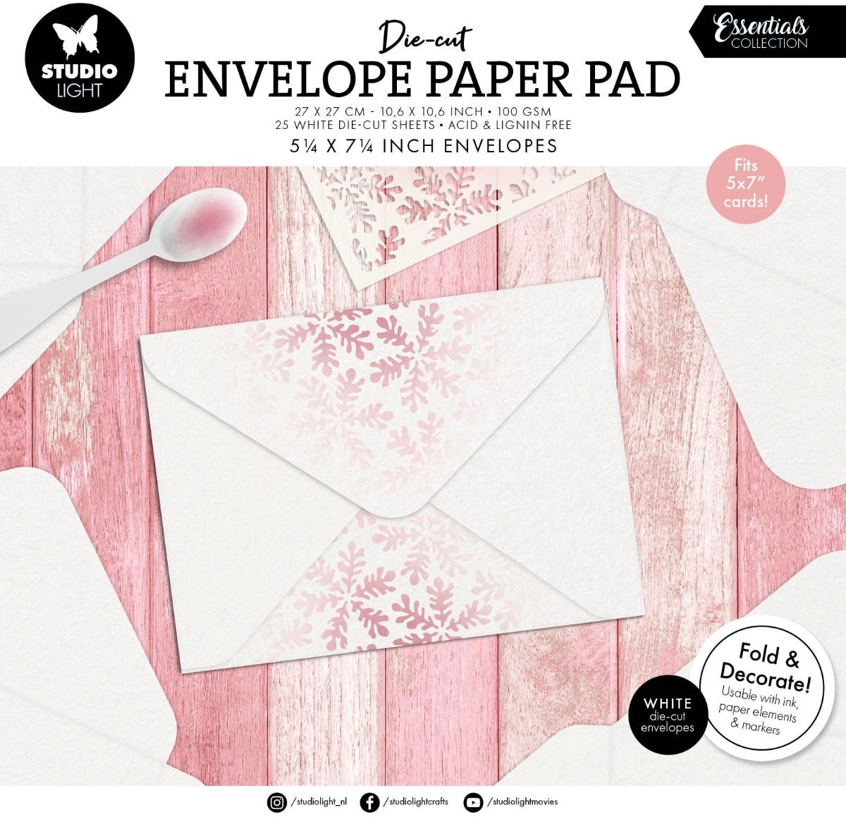 Die-cut paper pad 5x7 inch envelopes - Essentials nr. 442