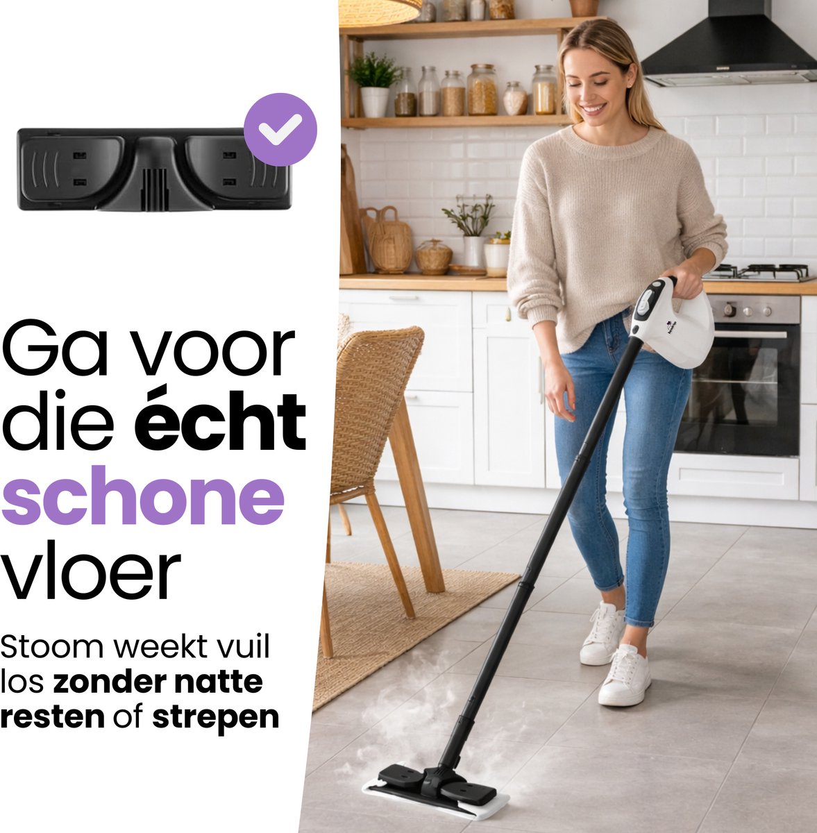 Hendriqs 2-in-1 Stoomreiniger 1500W 105°C voor Vloeren & Ramen thumbnail 2