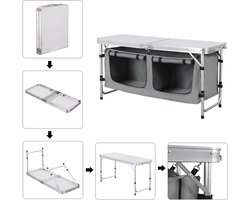 Novendo Goods - Opvouwbare campingtafel 120 cm – Aluminium picknicktafel In hoogte verstelbaar 62-69,5 cm – Met opbergtas – lichtgewicht 7,3 kg – BBQ, tuin & strand tafel voor 4-6 personen