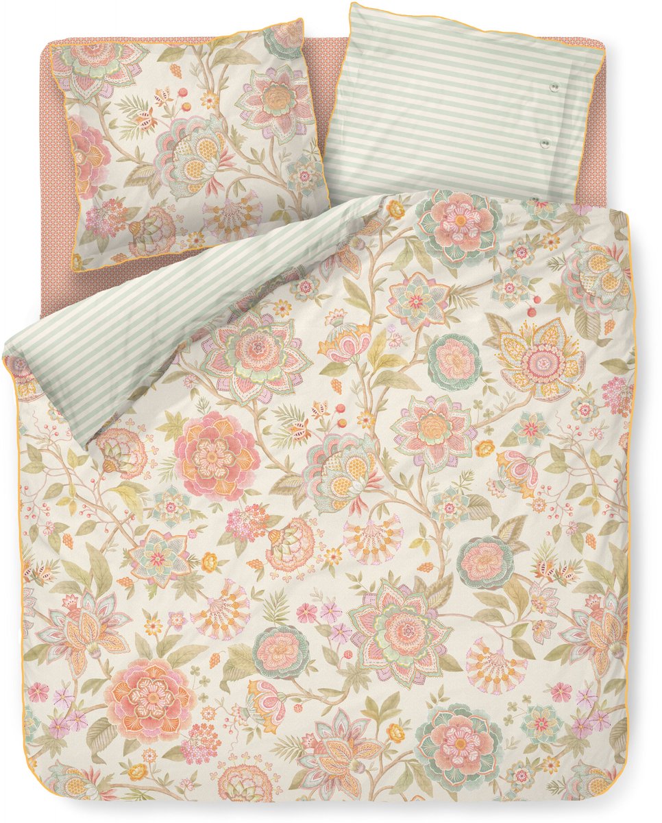 Pip Studio Bombay Bold dekbedovertrek - Lits-Jumeaux XL - 260 x 200/220 cm - Gebroken wit