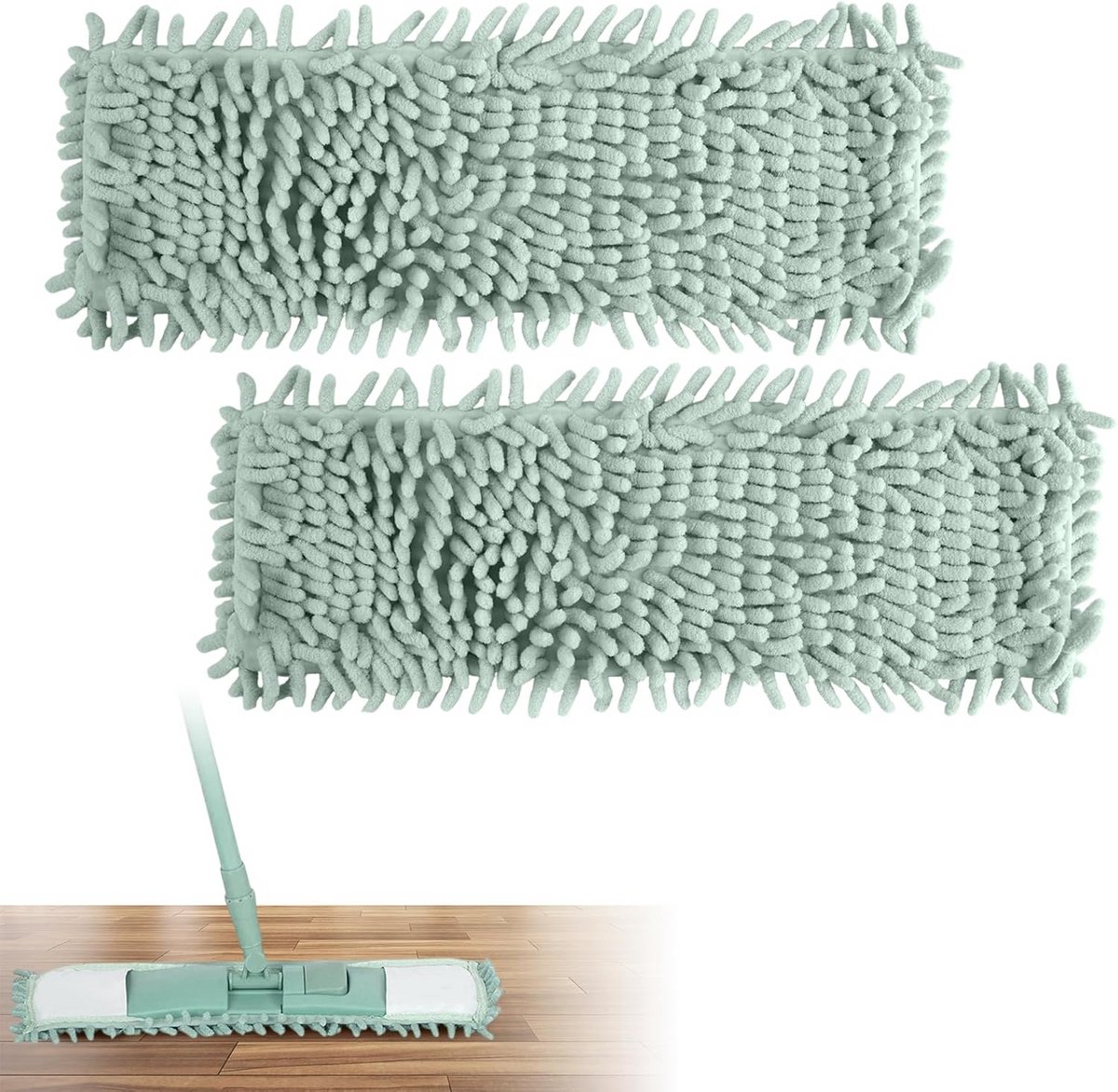 2 Stuks Wasbare Dweilhoezen Microvezel voor Vloerreiniging 43x13 cm