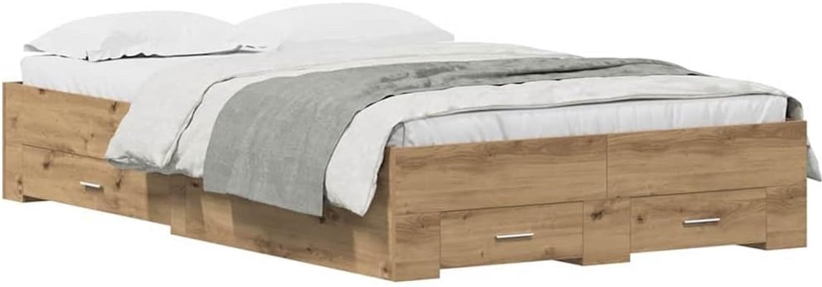 Bedframe met Lades en Lattenbodem 120x200 cm Hout Eiken Kleur