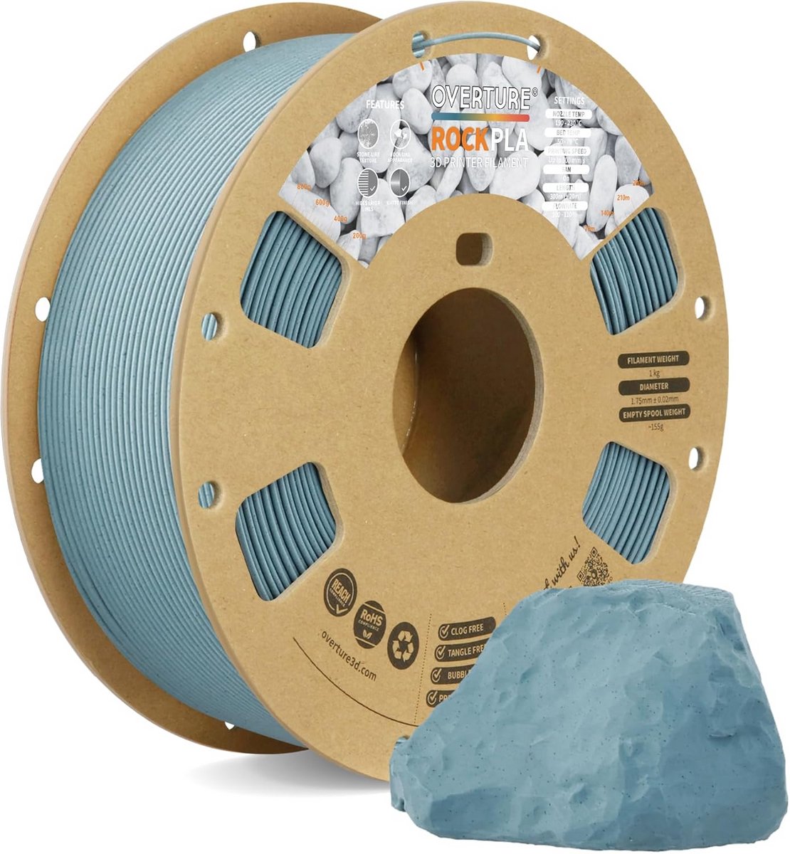 3D Printerfilament Rock PLA 1.75mm - 1kg - Marmer Grijs - Ideaal voor 3D Prints