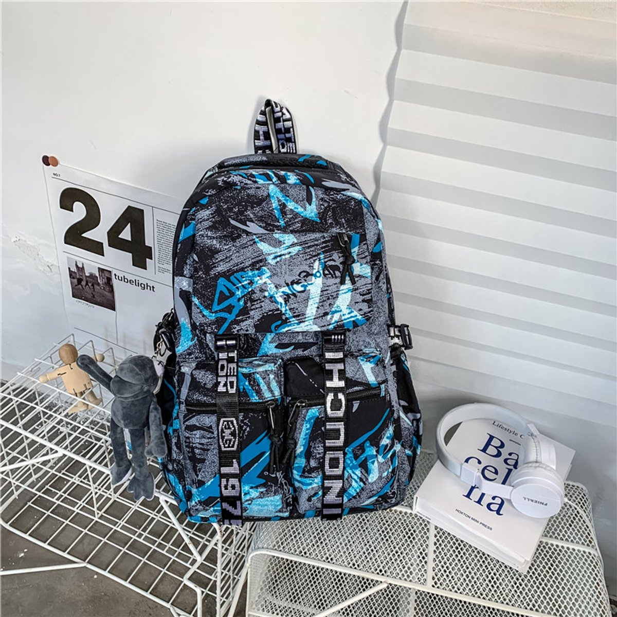 Grote rugzak/reistas/ruime outdoortas/stijlvolle laptoprugzak Blauw