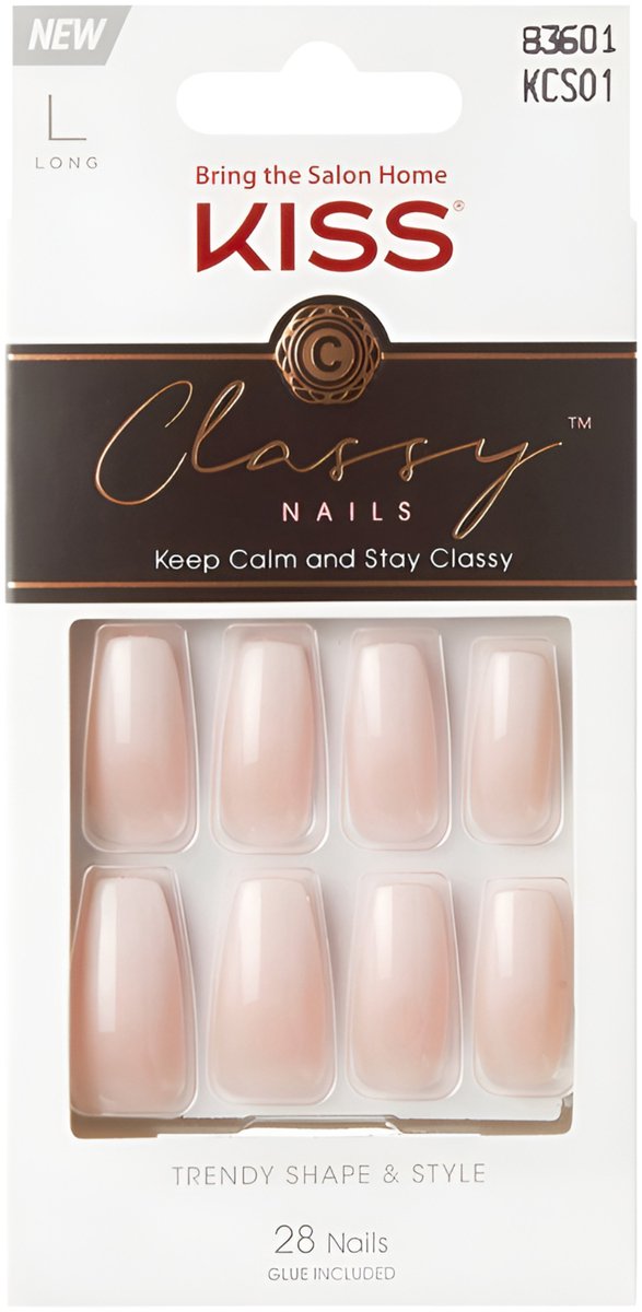 Classy Kiss Ballerina Tips - Synthetische Nagels - Nude Ombre, Grootte L, 28 Stuks