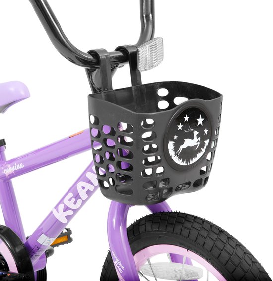 KEANO Cervine Stoere Kinderfiets - 14 Inch - Voor Jongens & Meisjes (2-4 Jaar) - BMX Stijl - Met Zijwieltjes & Mandje - Paars - Geschikt voor buitenactiviteiten in de lente — afbeelding 4