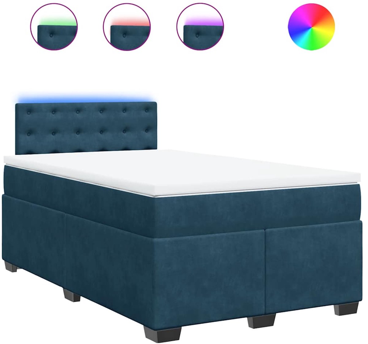 vidaXL - Boxspring - met - matras - fluweel - blauw - 120x200 - cm